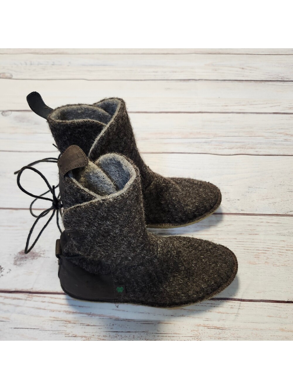 PO-ZU Piper V Dark Brown Rey Wool Felt Ankle Boots Size 39 US 8.5